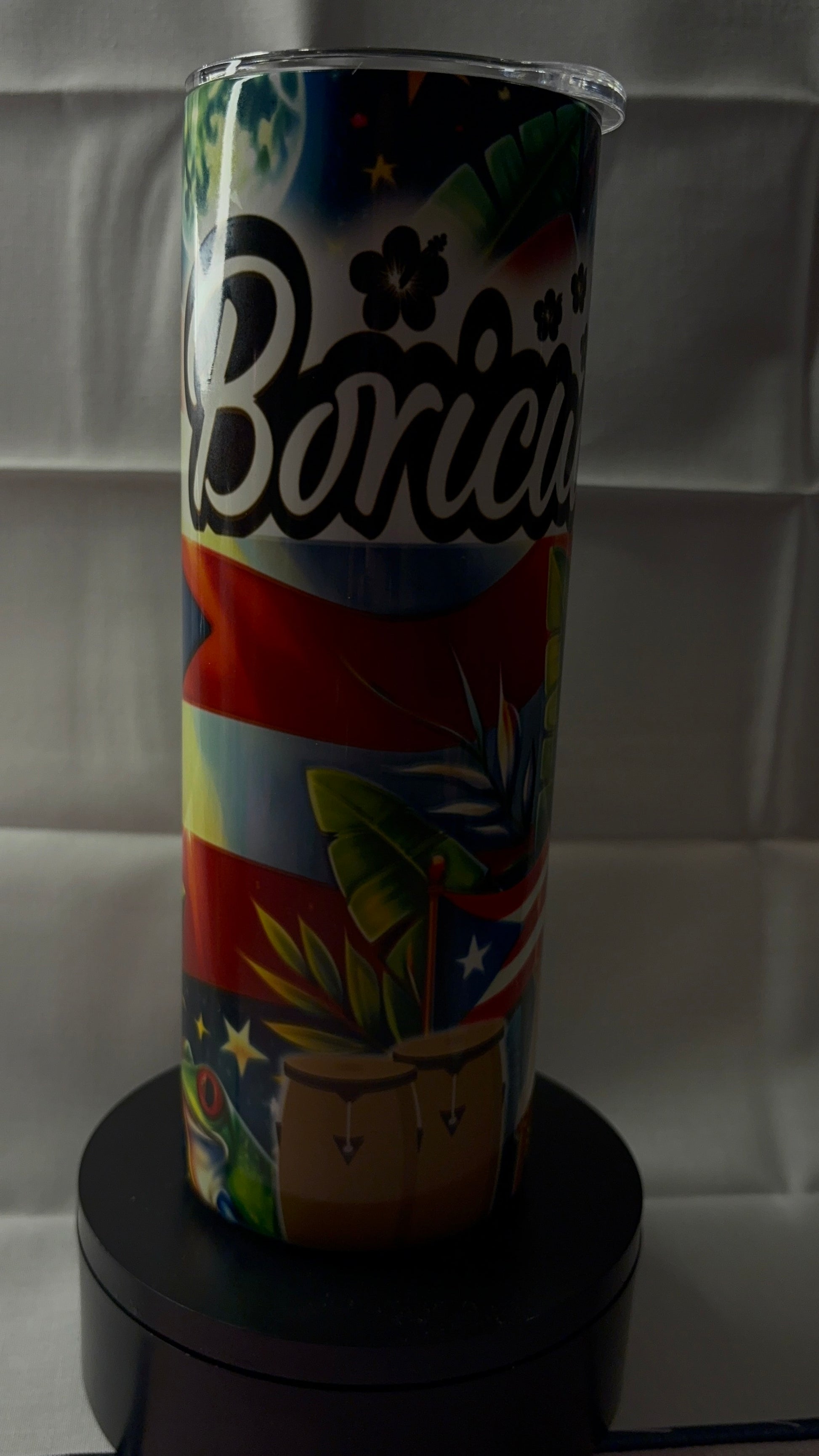 Boricua Beats” Puerto Rico Flag Tumbler – 20oz Tropical Rhythm Edition