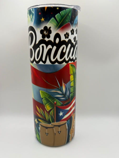 Boricua Beats Puerto Rico Flag Tumbler – 20oz Tropical Rhythm Edition