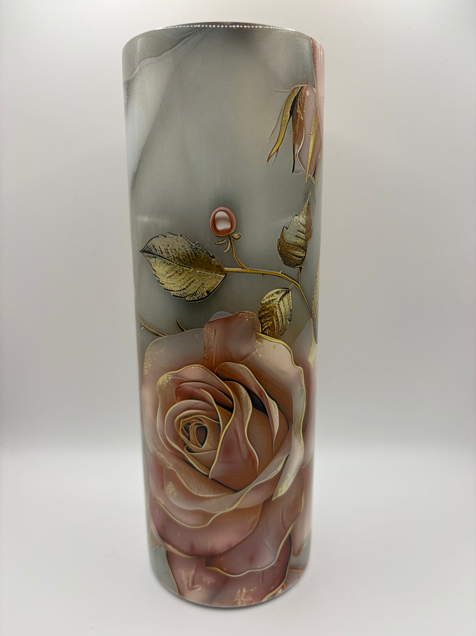 Floral Glitter Glass Tumbler – 20oz Reusable Iced Coffee Cup